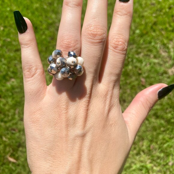 Golden & Silver Color Acrilic Ring - Picture 4 of 4